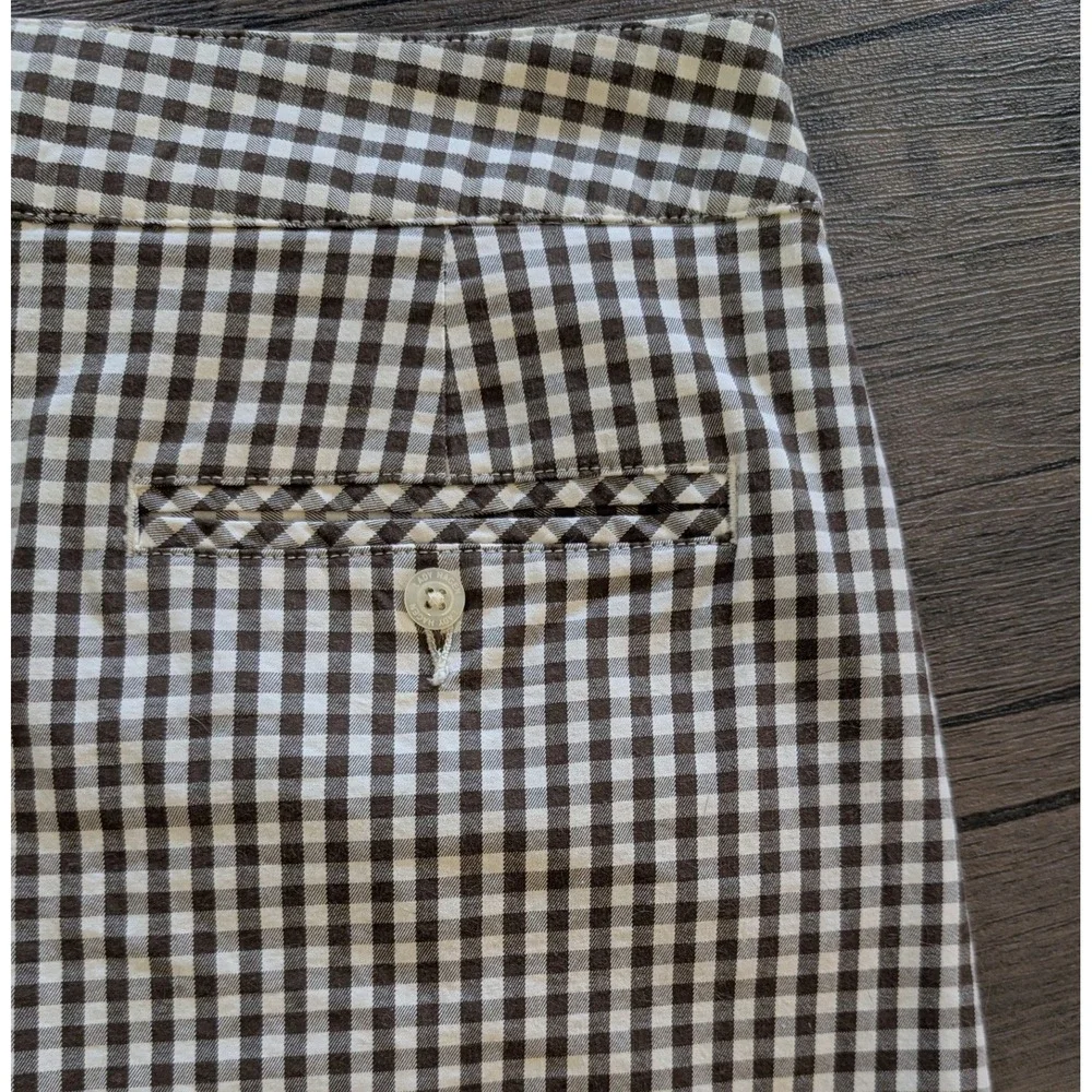 Lady Hagen Golf Skort Women's 8 Brown Cream Gingham Plaid Cotton Stretch